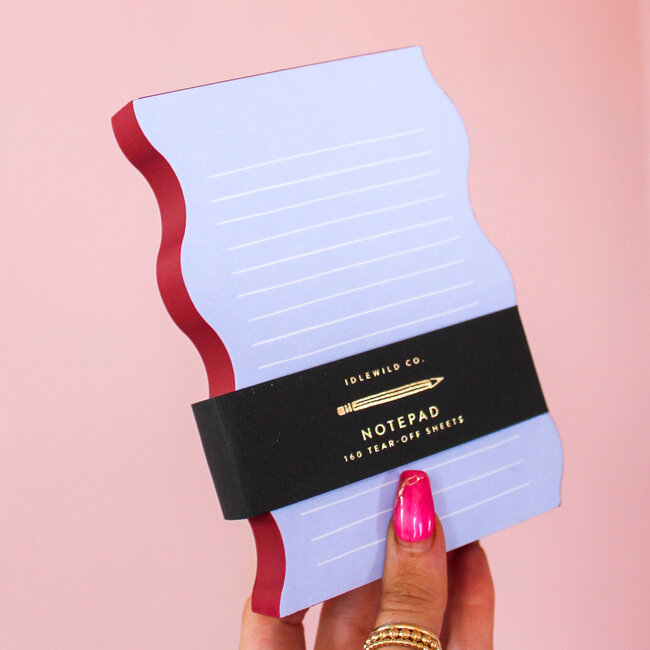 Wavy Shaped Notepad | Blue + Cranberry Edge