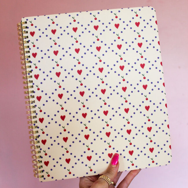 Cherry Hearts  Large Notebook
