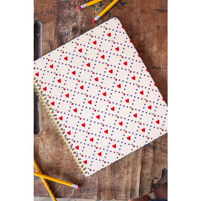 Cherry Hearts  Large Notebook