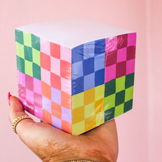Idlewild Co Rainbow Check Sticky Note Cube