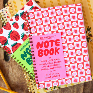 And Here We Are Blume Quilt Floral Letterpress Spiral Notebook