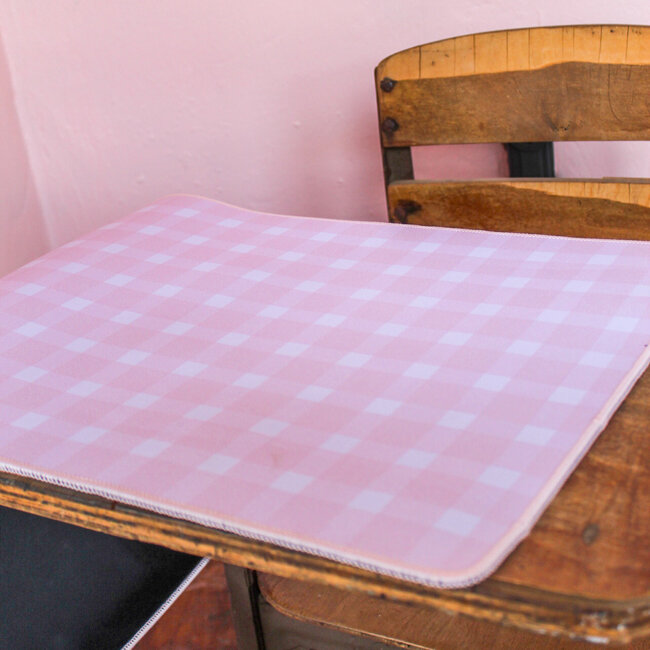 Pink Gingham Large Desk Mat
