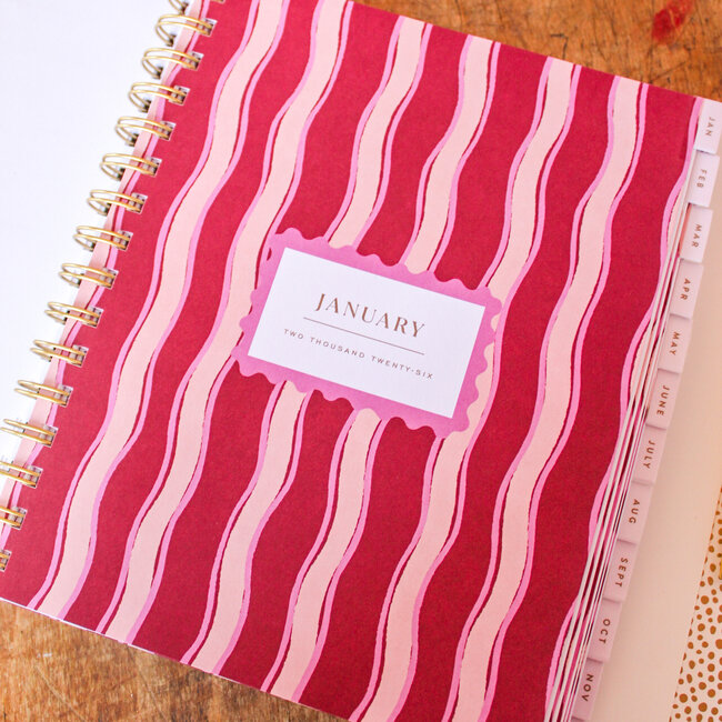 2026 Hardcover Planner, Magenta Squiggle