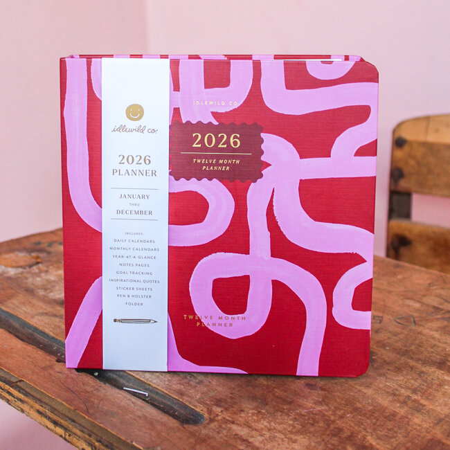2026 Hardcover Planner, Magenta Squiggle