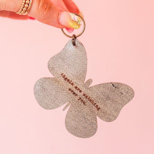 Angels Leather Butterfly Keychain