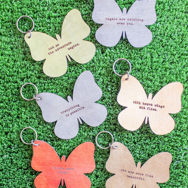 Adventure Leather Butterfly Keychain