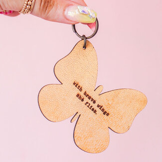 With Brave Wings Leather Butterfly Keychain