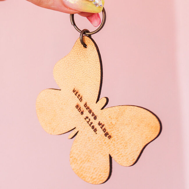 With Brave Wings Leather Butterfly Keychain