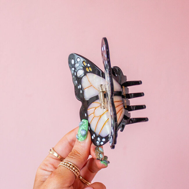 Hand-Painted Hair Claw Clip Butterfly/White