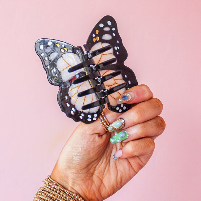 Hand-Painted Hair Claw Clip Butterfly/White