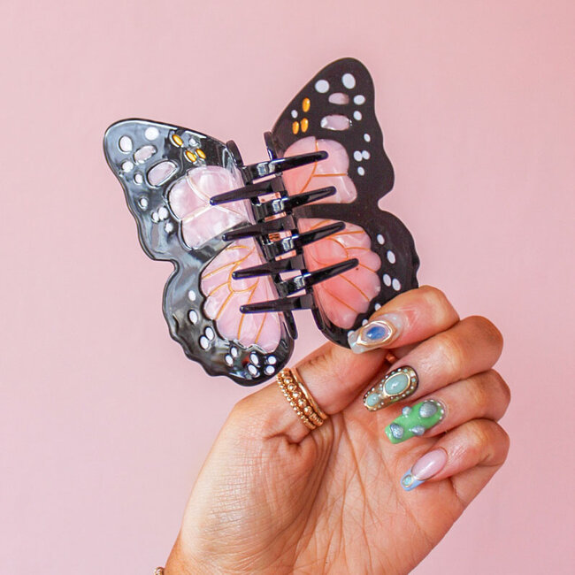 Hand-Painted Hair Claw Clip Butterfly/Pink