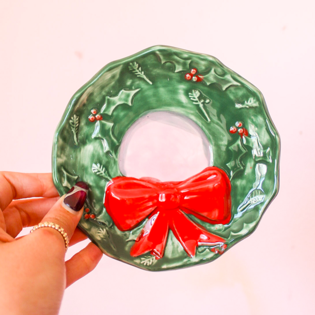 Wreath Hand-Painted Shaped Dish