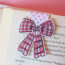 Pink Plaid Bow Magnetic Bookmark
