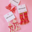 Delilah Pink Bow Beaded Fringe Earrings, Ivory