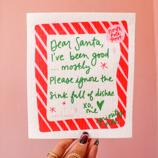 Dear Santa Swedish Dishcloth