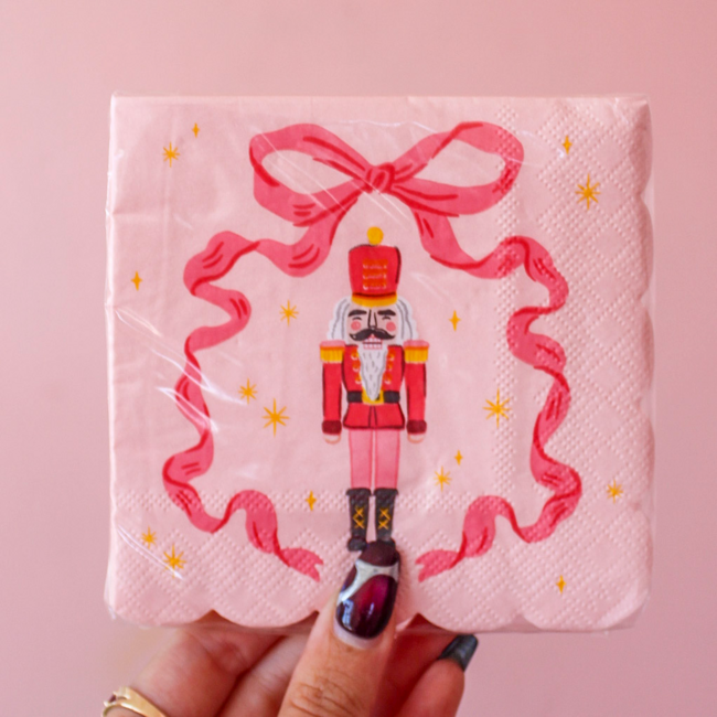 Pink Scallop Bow Nutcracker Napkin Pack
