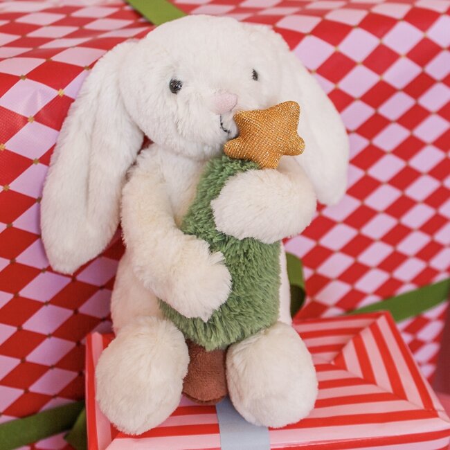 Bashful Bunny with Christmas Tree