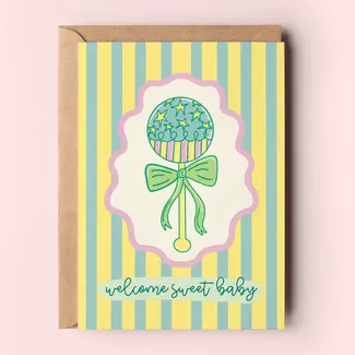 Welcome Sweet Baby Rattle Card