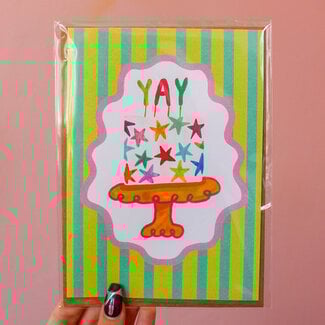 YAY Star Cake Celebration Card
