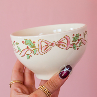 Holly Pink Stoneware Bowl