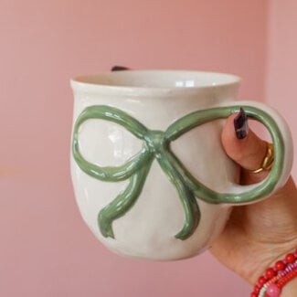 Green Bow Handle Mug