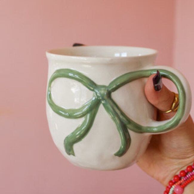Green Bow Handle Mug
