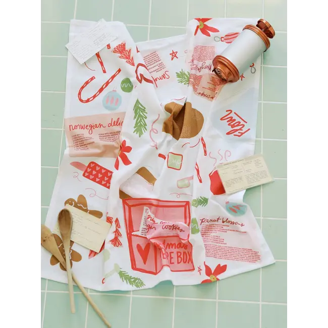 Heirloom Recipes Full Pattern Flour Sack Tea Towel