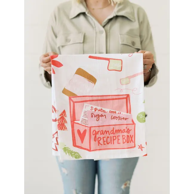 Heirloom Recipes Full Pattern Flour Sack Tea Towel