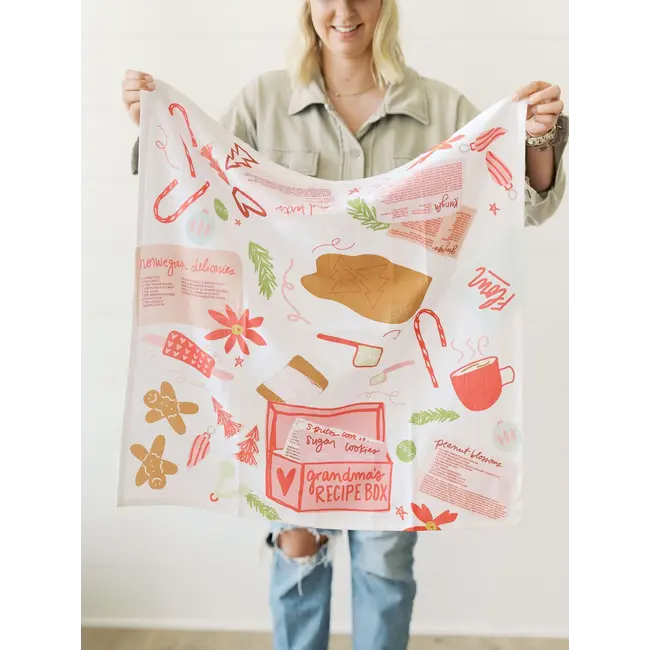 Heirloom Recipes Full Pattern Flour Sack Tea Towel