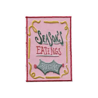 Season's Eatings Handmade Embroidered Fabric Recipe Book