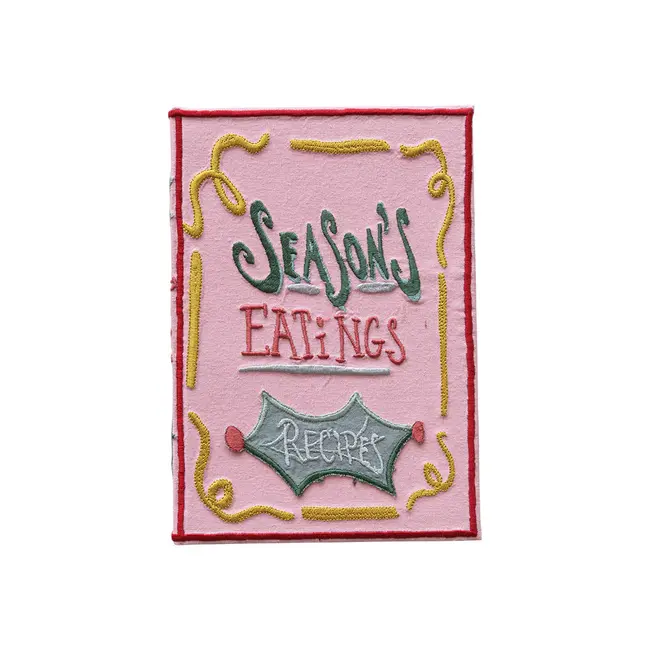 Season's Eatings Handmade Embroidered Fabric Recipe Book