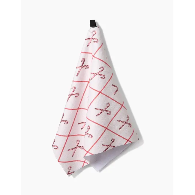 Festive Candy Canes Geometry Tea Towel
