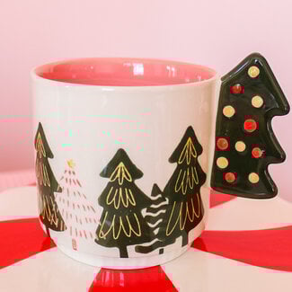 Tree Handled Hand-Painted Mug