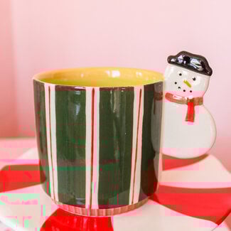 Snowman Handled Hand-Painted Mug