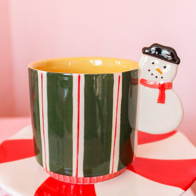Snowman Handled Hand-Painted Mug