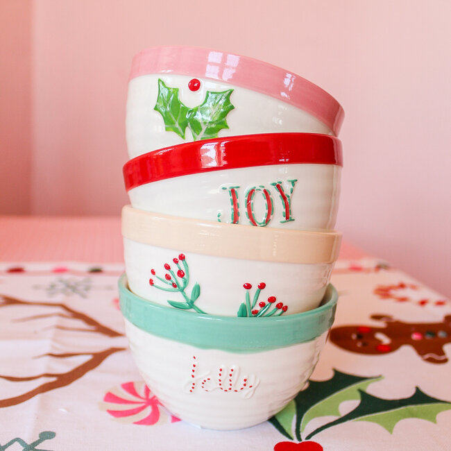 Berry Stoneware Bowl with Botanicals