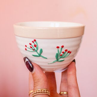Berry Stoneware Bowl with Botanicals