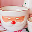 Stoneware Santa Head Shaped Mixing Bowl with Red Rim, Red & White