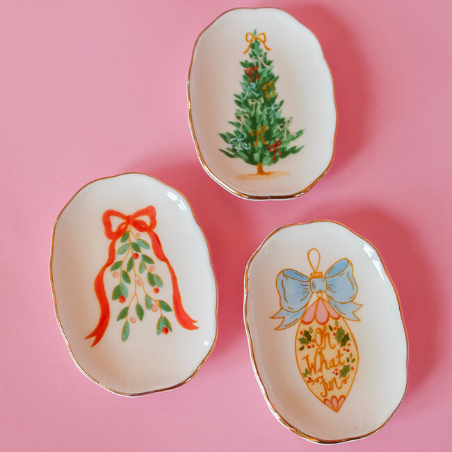 Tree Scalloped Dish with Gold Electroplating