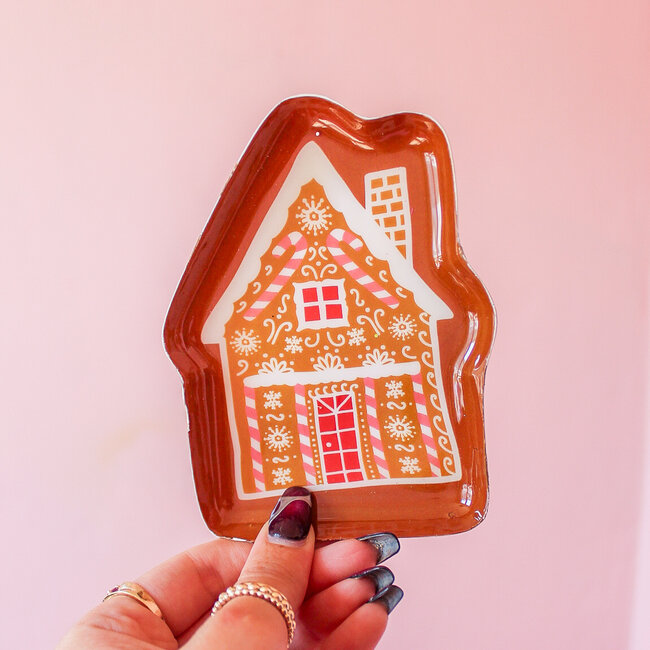 Small Enamel Holiday Gingerbread House Plate