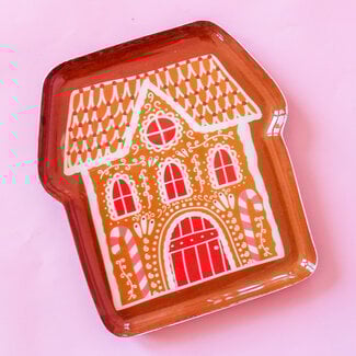 Medium Enamel Holiday Gingerbread House Plate