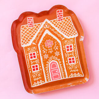 Large Enamel Holiday Gingerbread House Plate