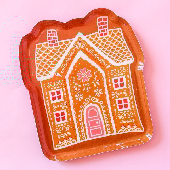 Large Enamel Holiday Gingerbread House Plate