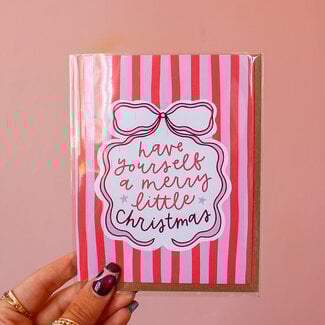 Merry Little Christmas Coquette Bow Holiday Greeting Card