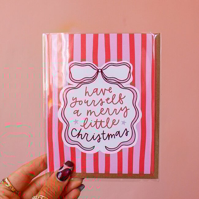 Merry Little Christmas Coquette Bow Holiday Greeting Card