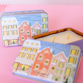 Matte Printed Tin with Christmas Village Scene