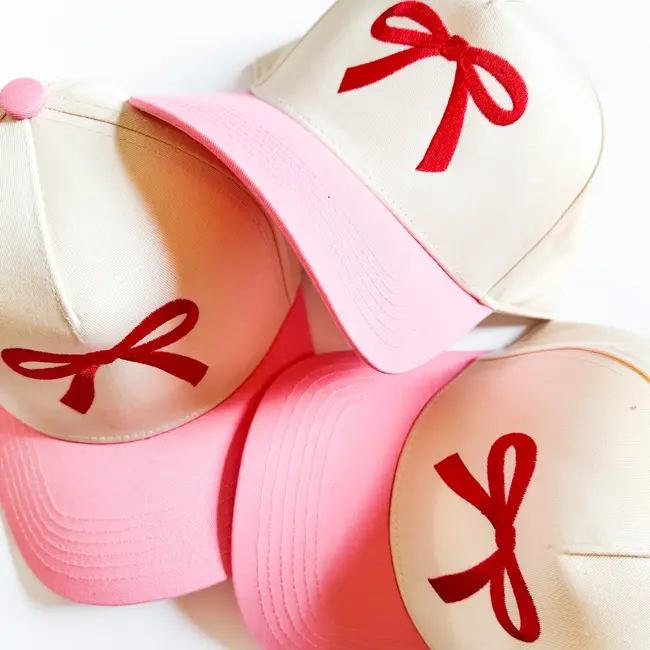Red Bow Croquette Women's Embroidered Hat