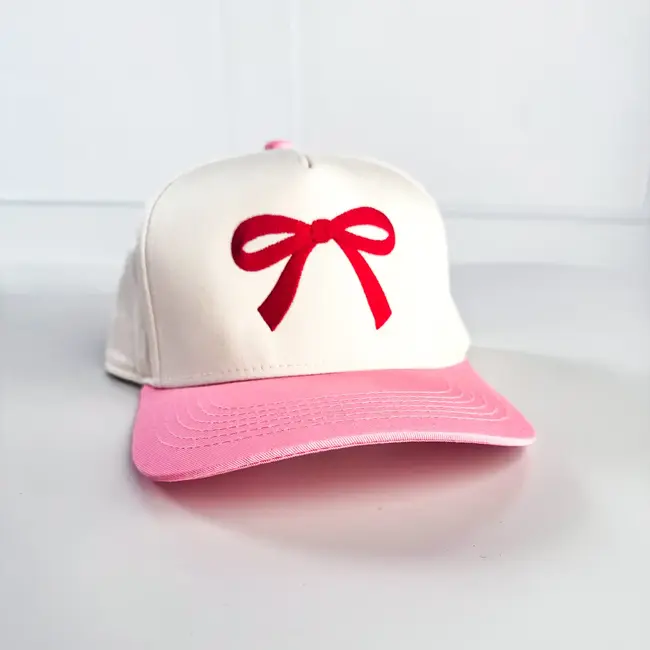 Red Bow Croquette Women's Embroidered Hat