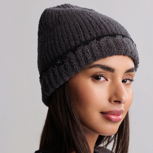 CozyChic Ribbed Blanket Stitch Beanie Carbon