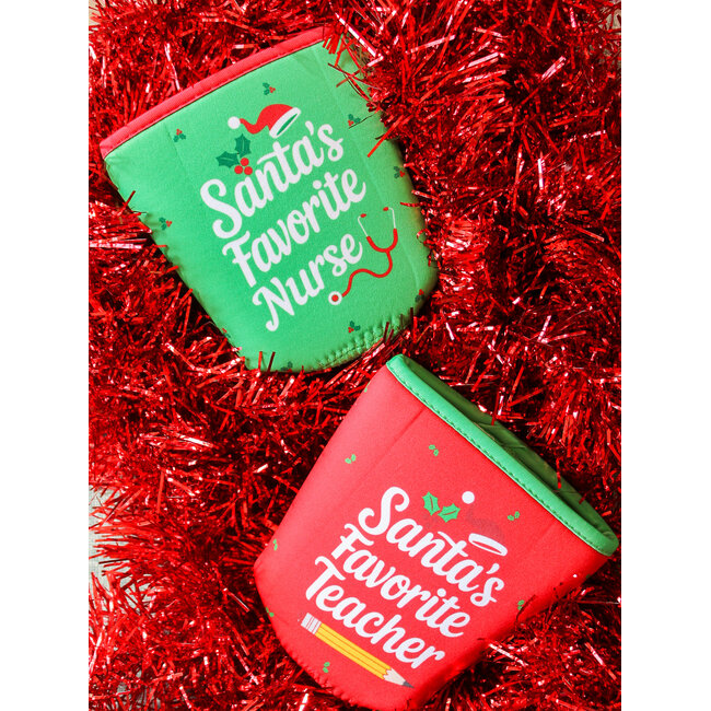Santa's Favorite Teacher Iced Cup Coolie